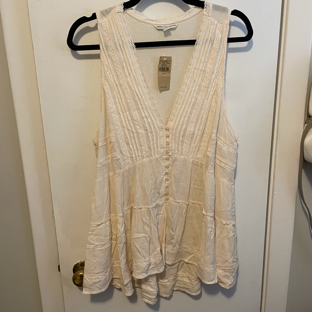 American eagle cream button down blouse
